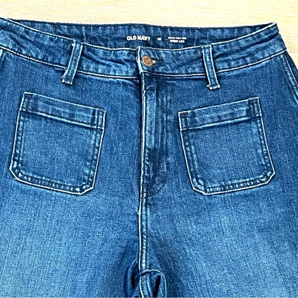 Old Navy Extra High-Rise Wide Leg Jeans Women's 10 Dark Washed Denim 31x31 - Picture 2 of 5